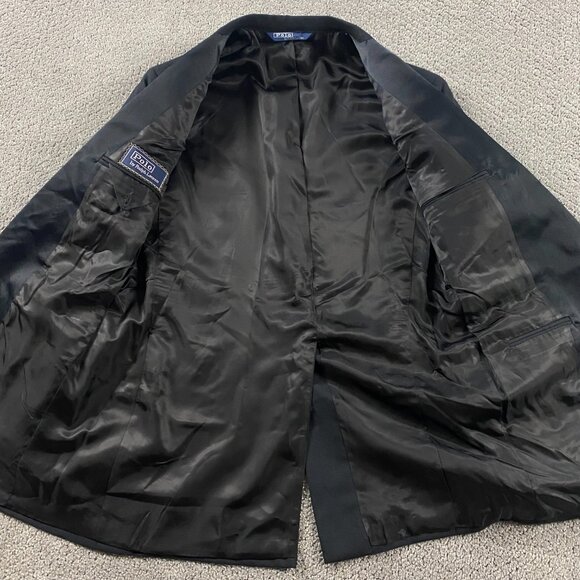 Vintage Polo Ralph Lauren Dinner Tuxedo Jacket Men's 36-38 Long Black Peak Lapel - Picture 5 of 15